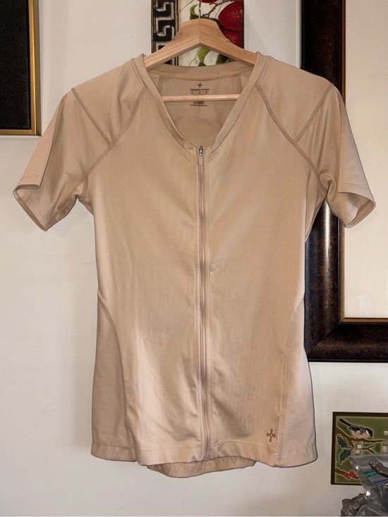Tommie Copper Tops - Tommie Coper Zipper Front Short Sleeve Nude Top Size Large